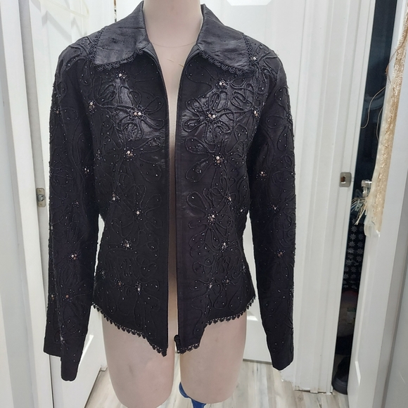 Anage black jacket silk Size Medium - Picture 3 of 15